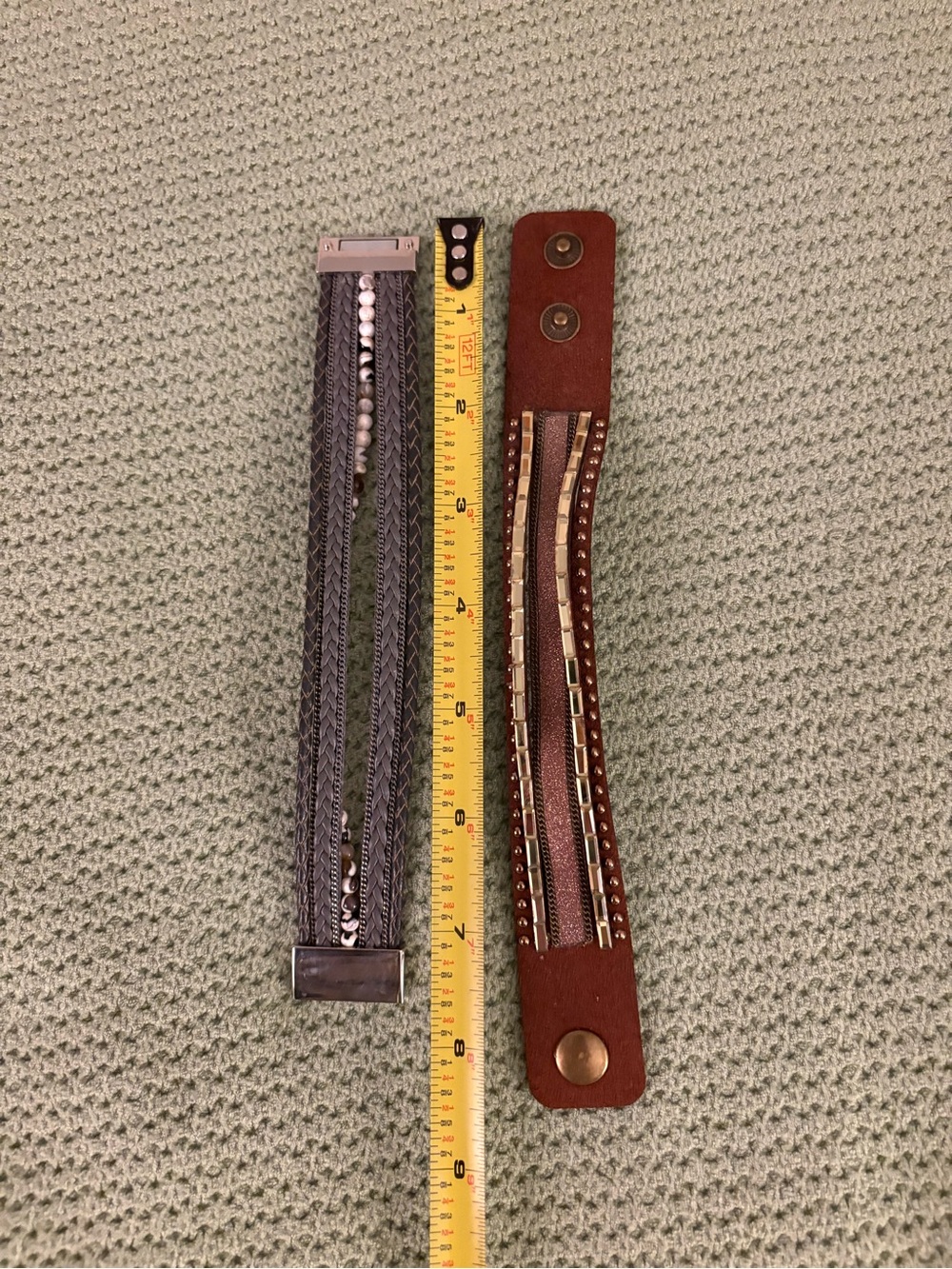 Womens Multi-Strand Leather Bracelet - Brown and Gray - Picture 6 of 6